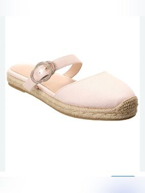 STUART WEITZMAN Pink Crystal Buckle Espadrille Mule size 11